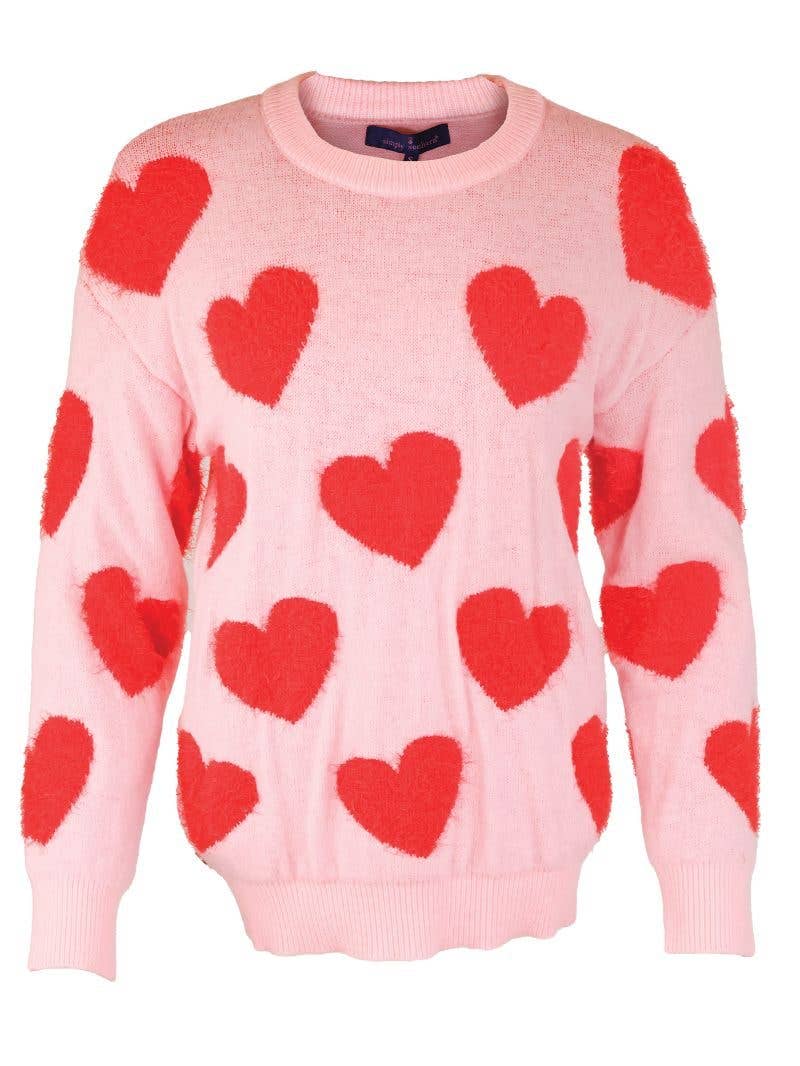 Sweater Fuzzy Pink Hearts