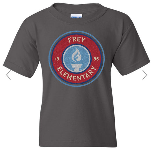 FREY ELEMENTARY LOGO faux glitter on charcoal