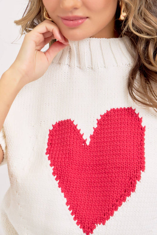 HEART SWEATER SLEEVELESS VALENTINE IVORY