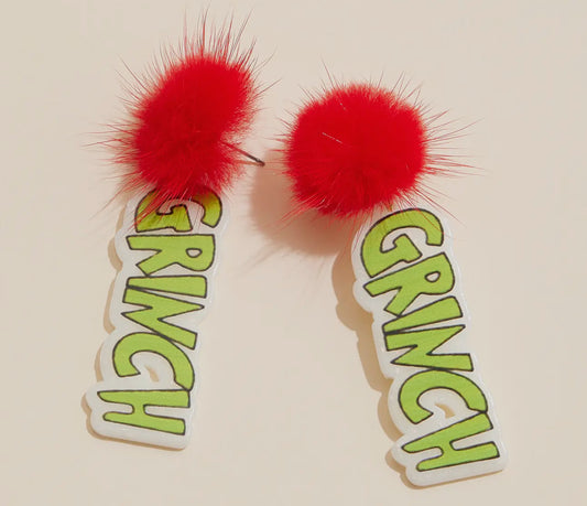 Grinch Word With Fuzzy Bead Dangle