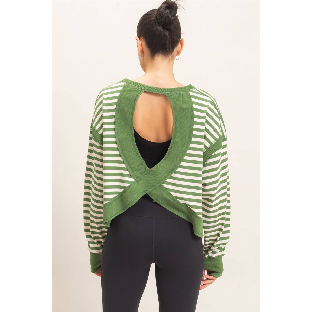 Striped Long Sleeve Top: MOCHA / WHITE