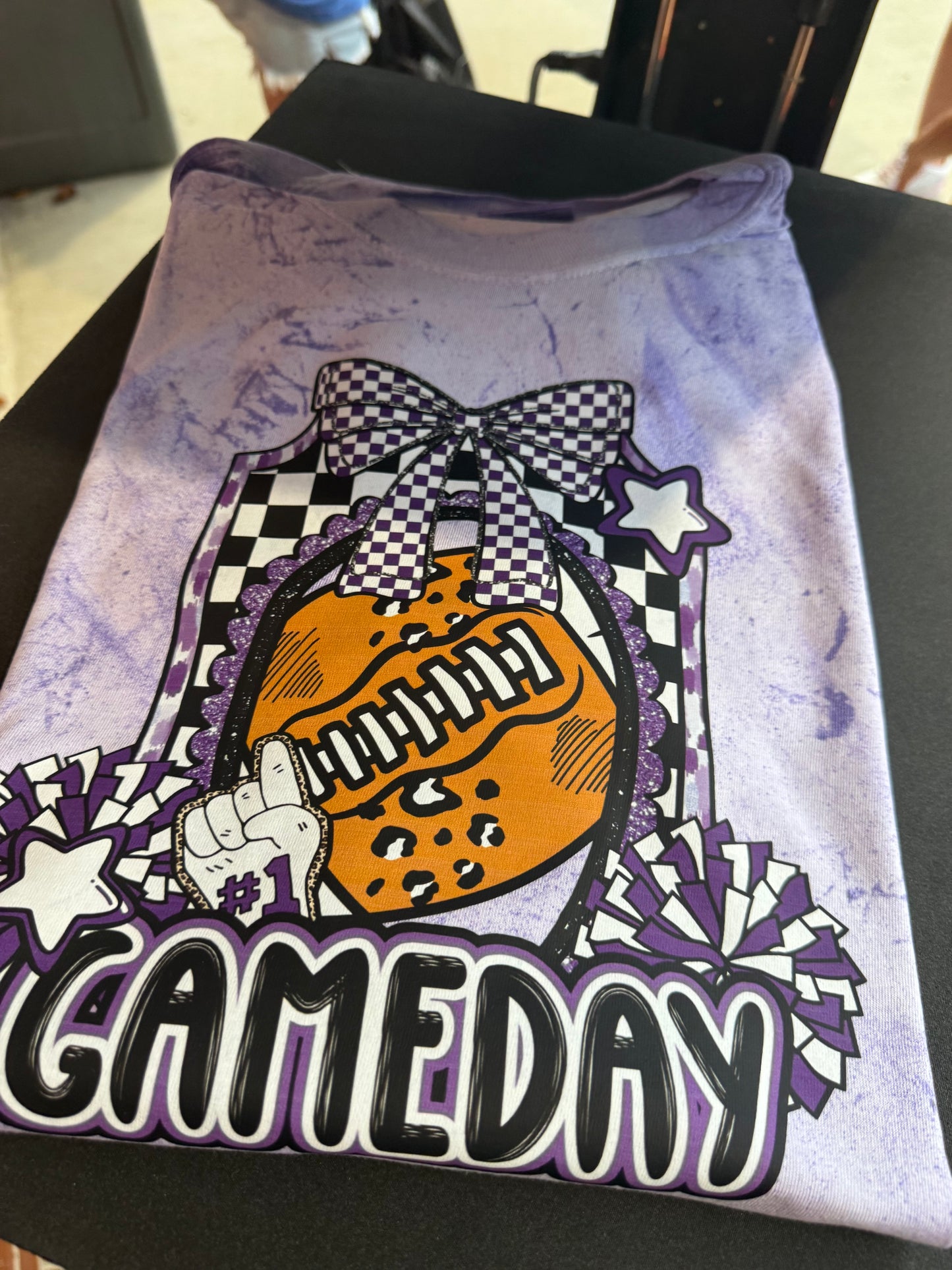 Purple and Black Glitter Game Day  Colorblast Tee