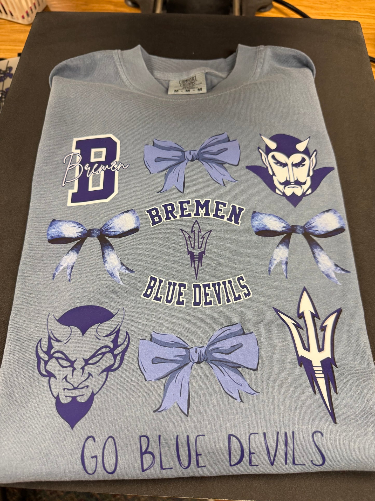Bremen Blue Devils Bow Collage on Grey