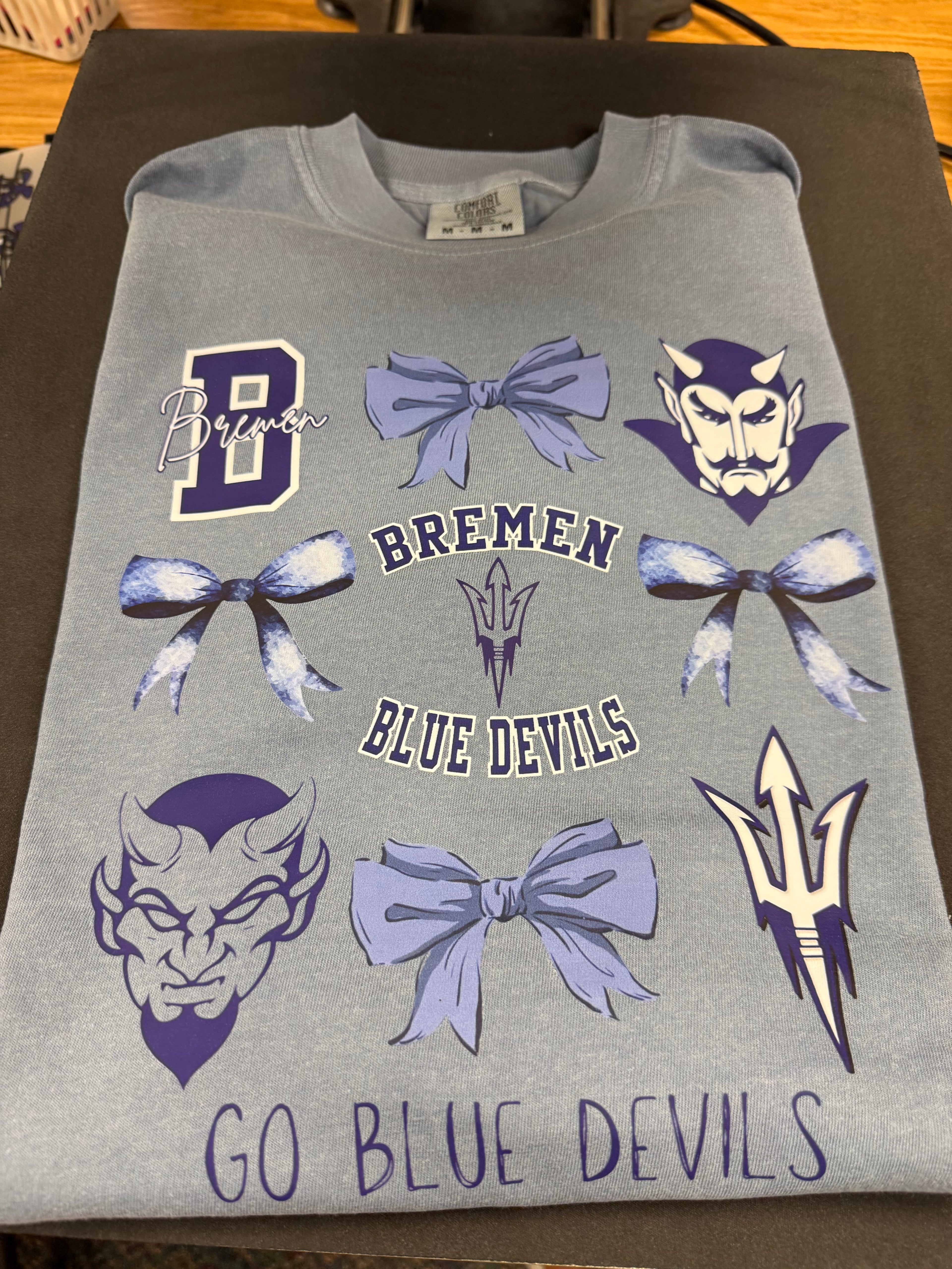 Bremen Blue Devils Bow Collage on Grey