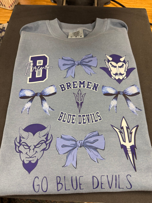 Bremen Blue Devils Bow Collage on Grey