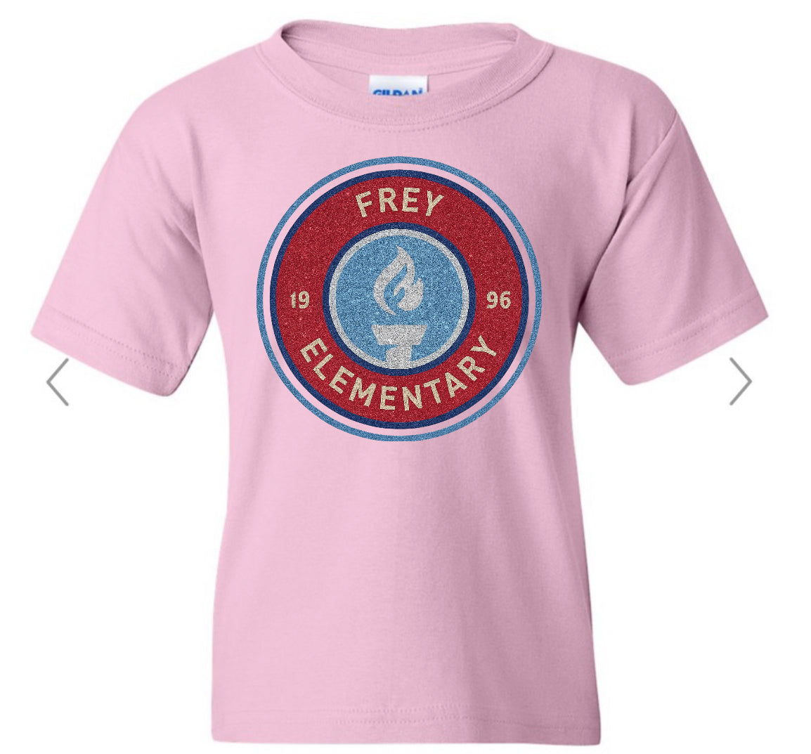 FREY ELEMENTARY LOGO FAUX GLITTER on light pink