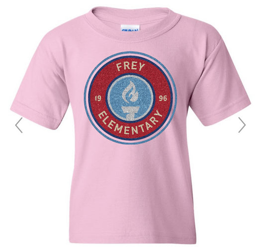 FREY ELEMENTARY LOGO FAUX GLITTER on light pink