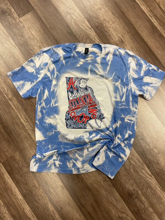 Blue Bleached Braves State Tee
