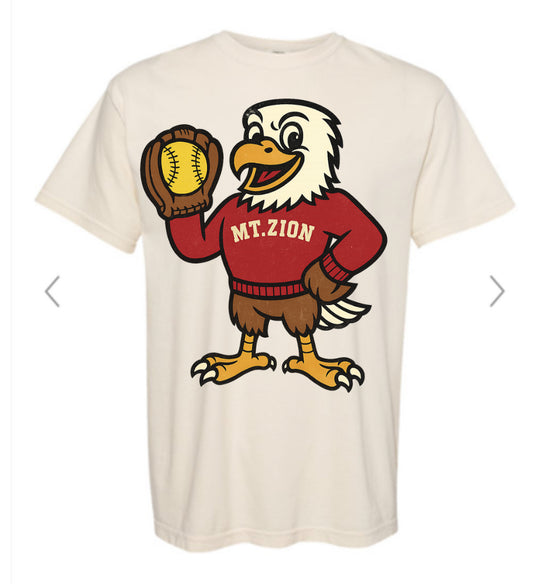 MT ZION EAGLE MASCOT SOFTBALL IVORY TEE