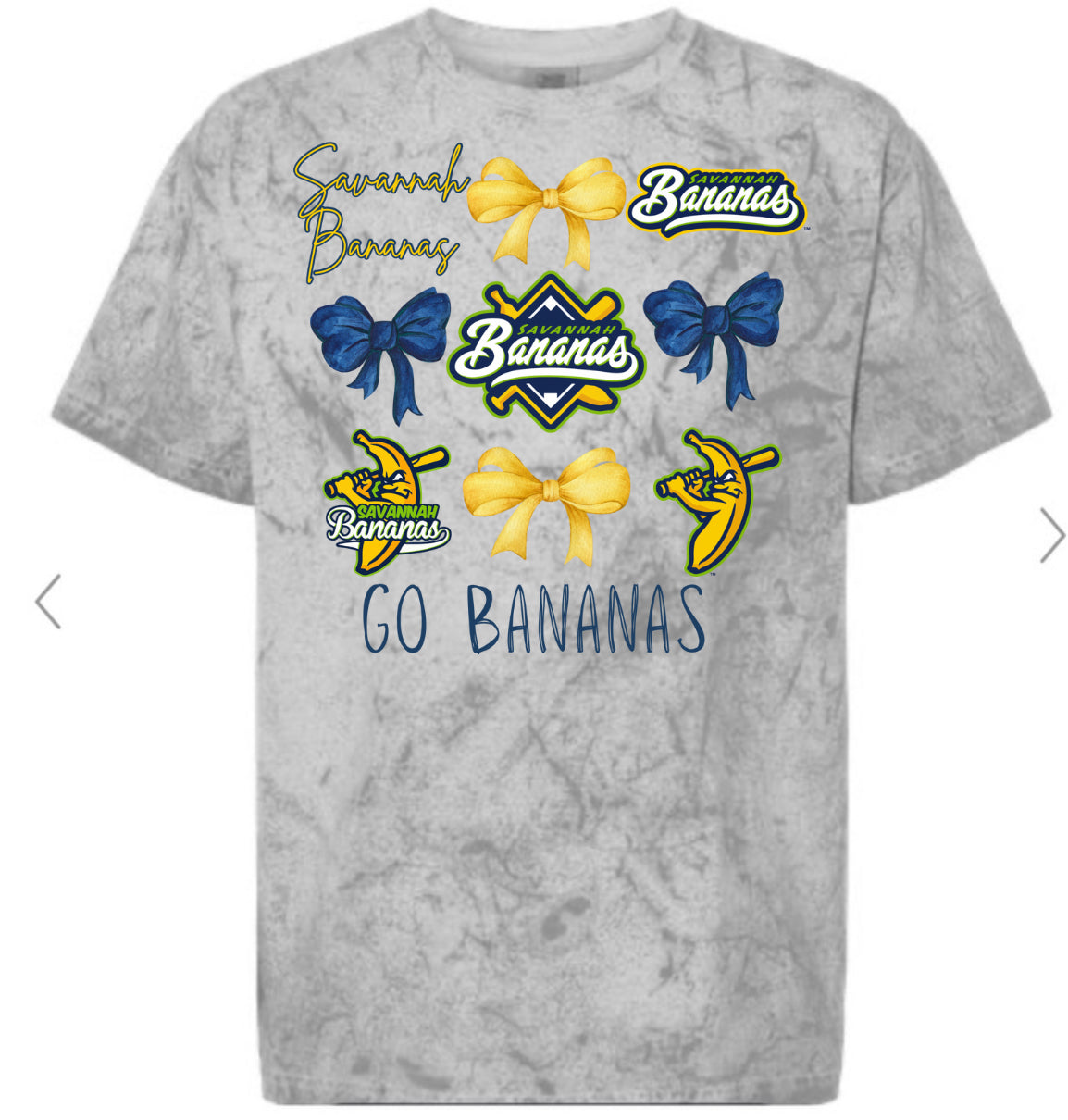 Savannah Bananas Bow Collage Grey Colorblast Tee