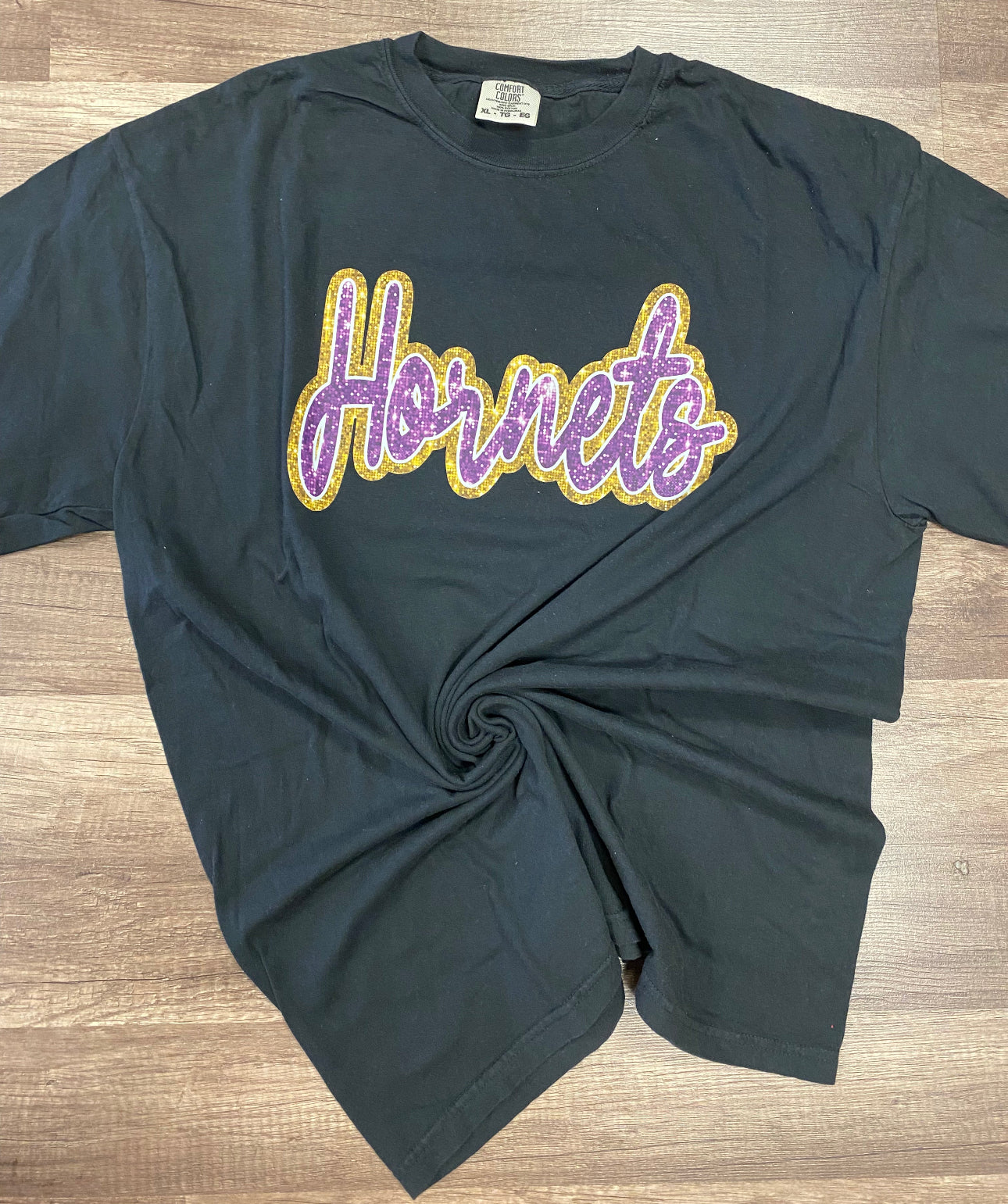 Hornets Faux Glitter purple on gold