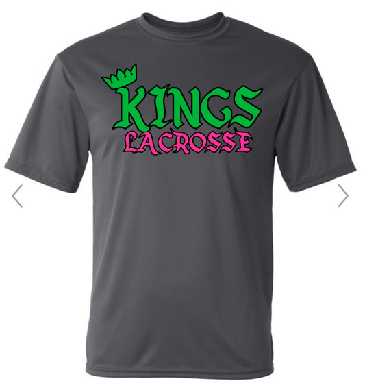 Kings Lacrosse Retro Logo Graphite Dri Fit Tee