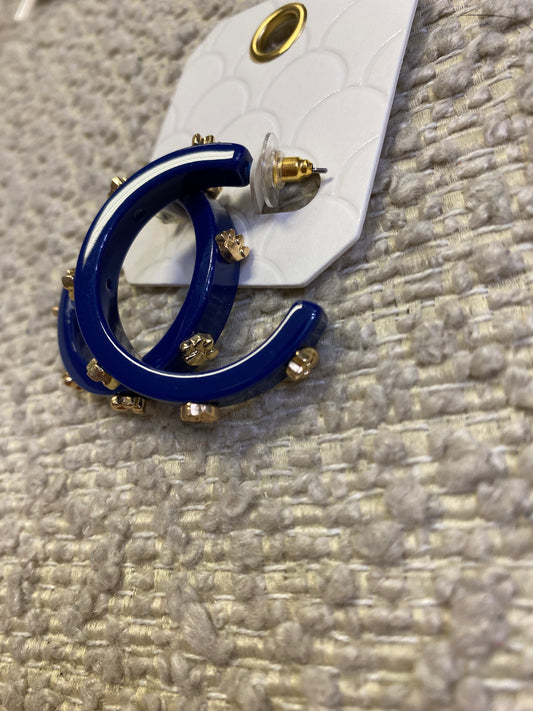 Navy with Gold Paws Hoops