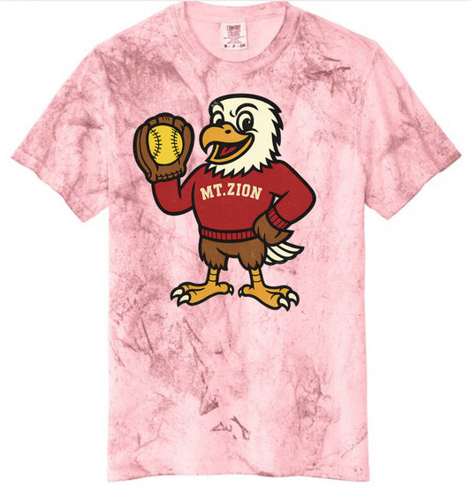MT ZION EAGLE MASCOT SOFTBALL RED COLORBLAST TEE