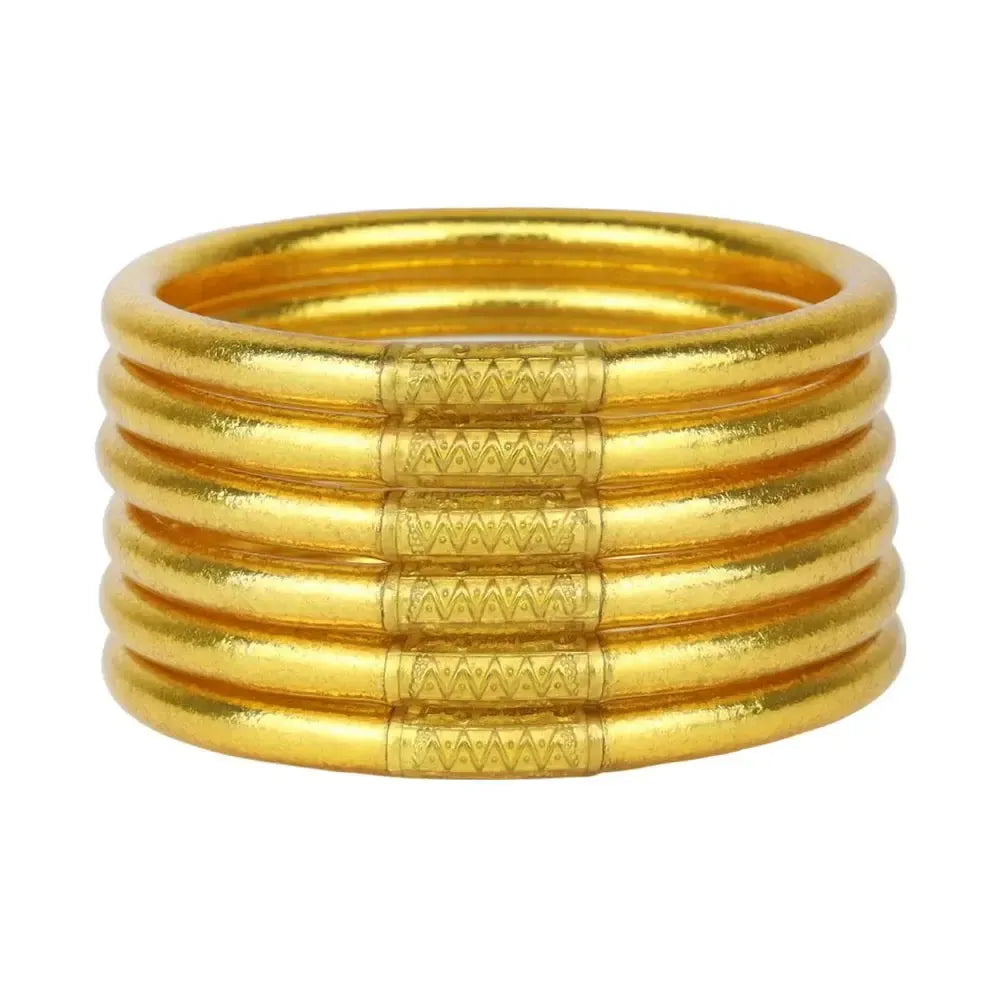 MEDIUM GOLD ALL WEATHER BANGLES® (SET OF 6) - SERENITY PRAYER- BUDHA GIRL