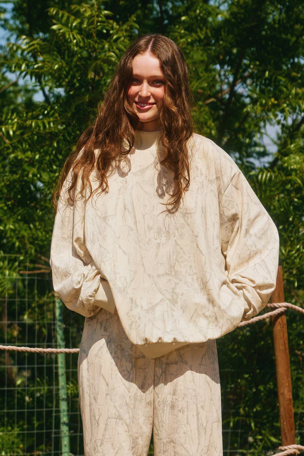 Camouflage Oversized Mock Neck Sweatshirt TAUPE