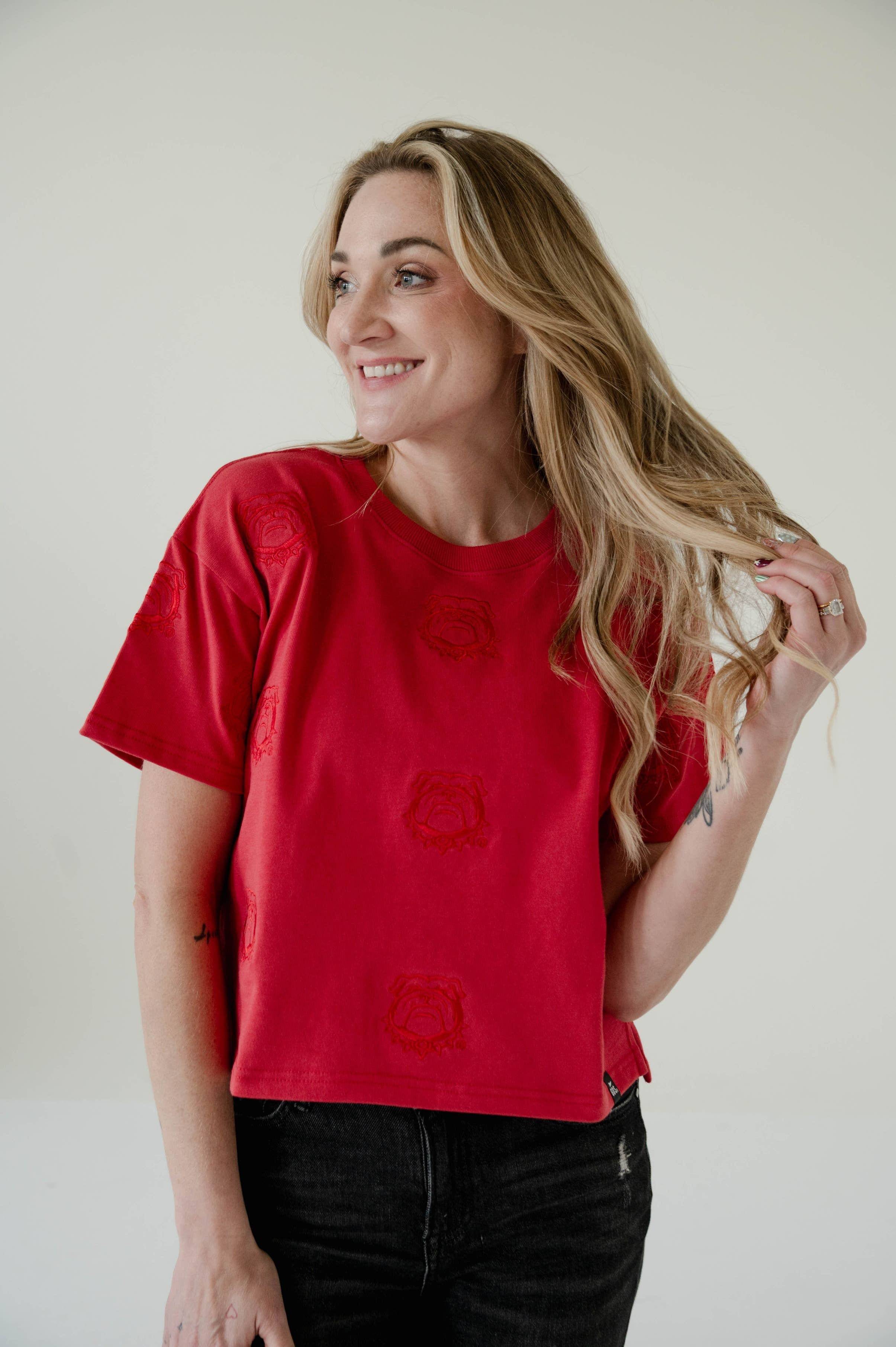 Georgia Ritter Repeat Heavyweight Crop Tee: RED