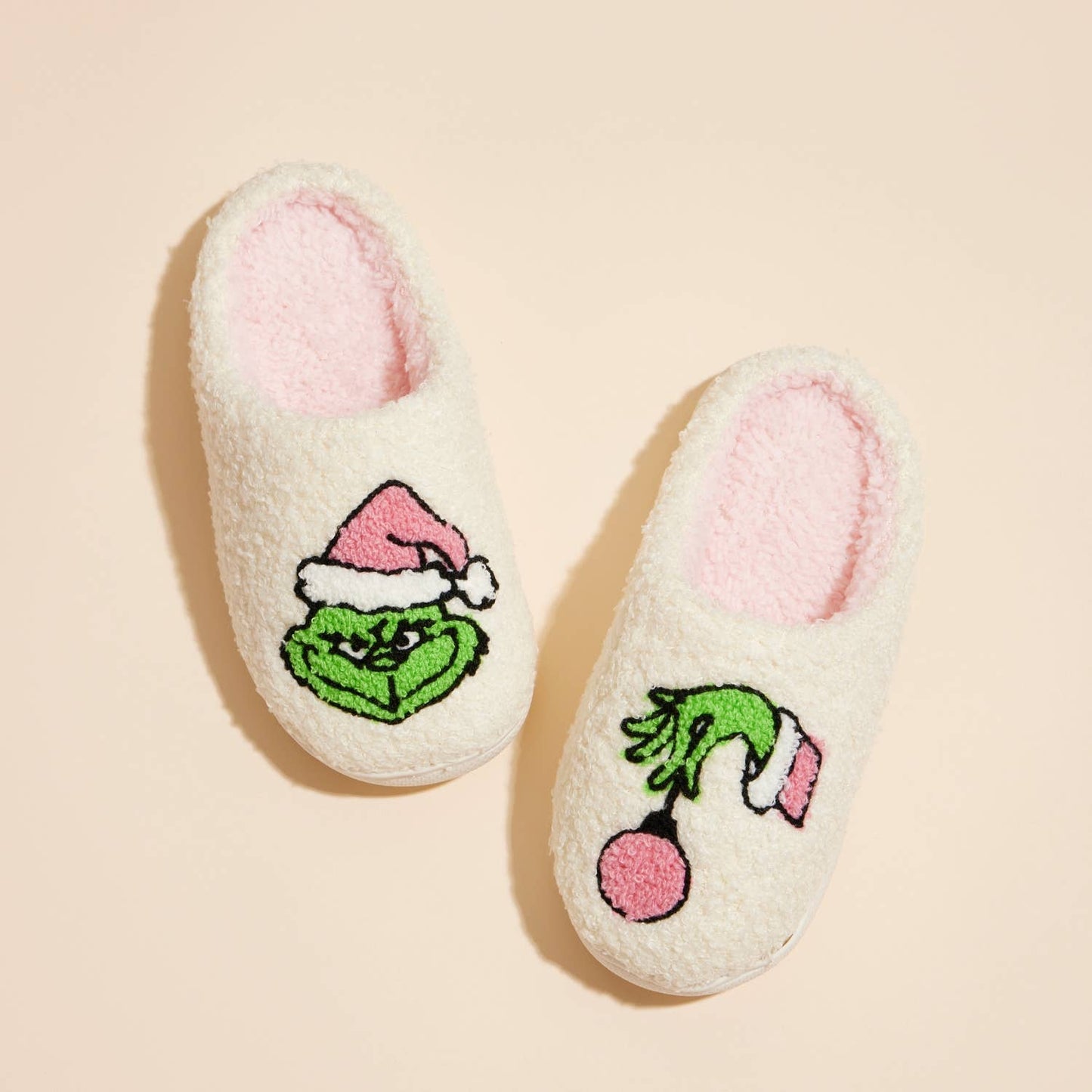 Christmas Grinch Home Slippers - Kids: Pink