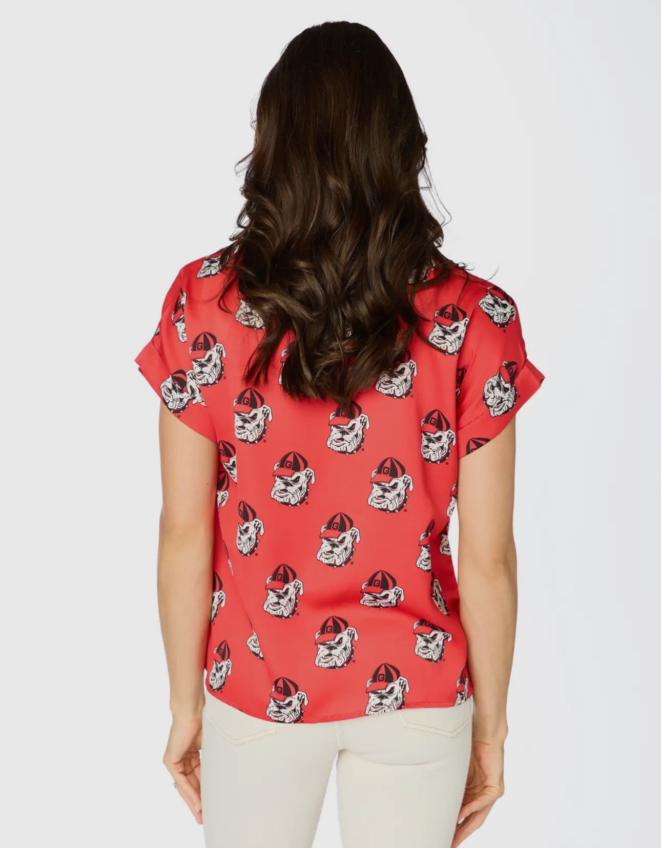 The Georgia Bulldogs Rolled Cuff Blouse - Stewart Simmons