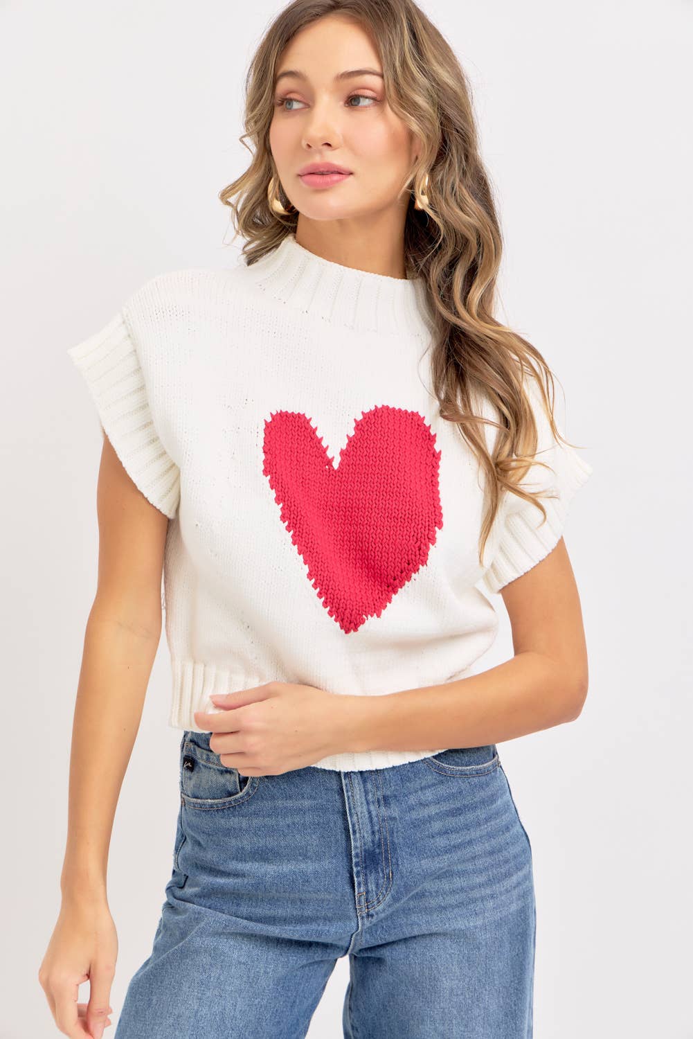 HEART SWEATER SLEEVELESS VALENTINE IVORY