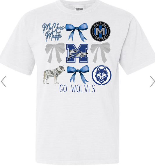 McClure Middle Wolves Bow Collage Tee