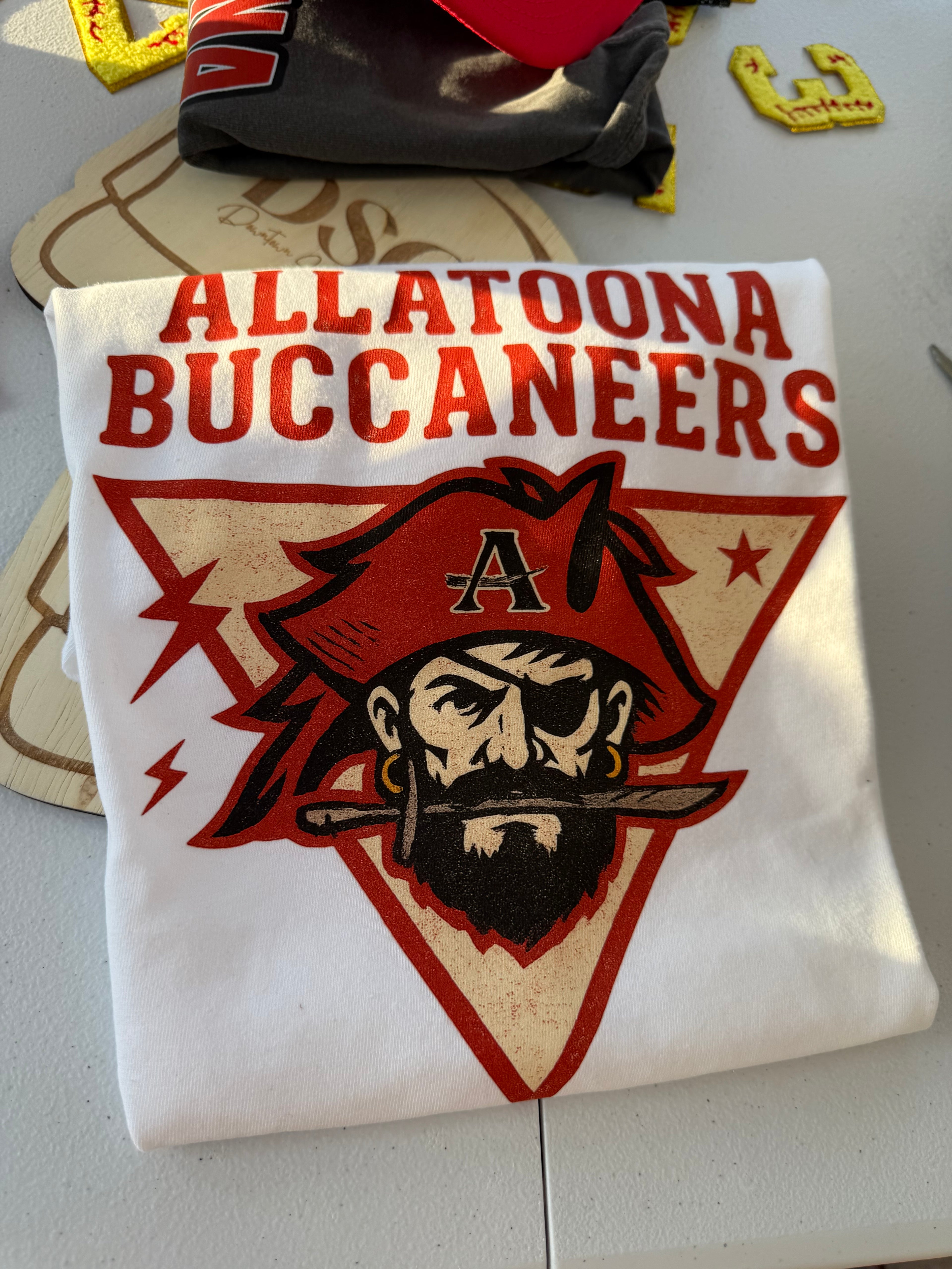 Allatoona Buccaneers Mascot with Stars and Lightning