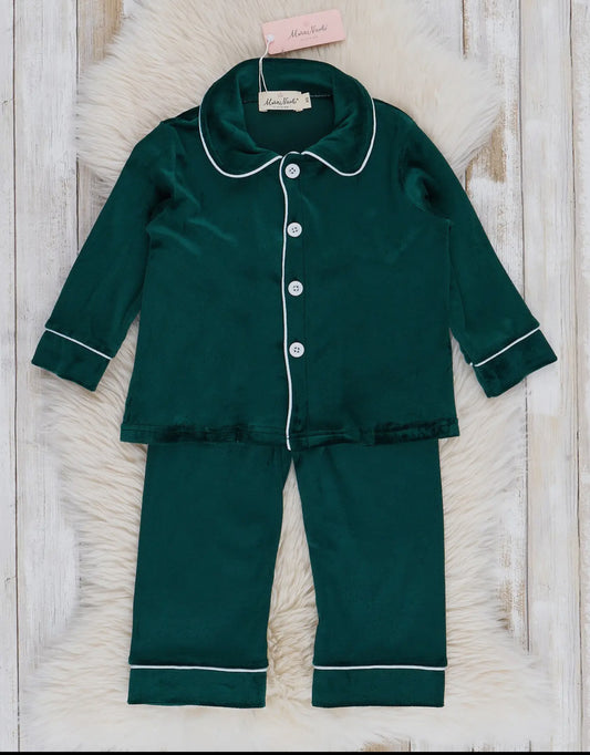 Youth Emerald Christmas Velvet Classic Pajama