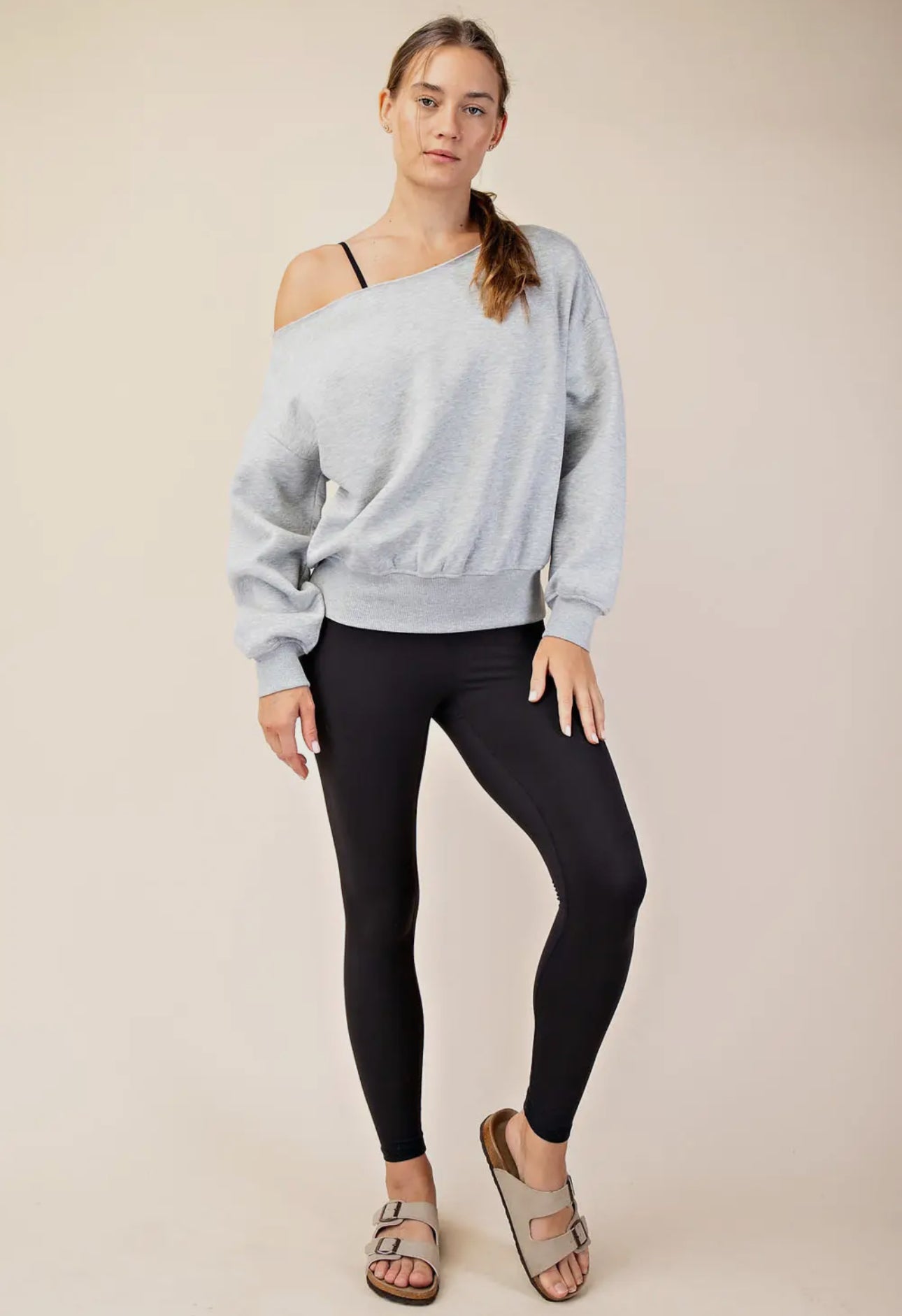 French Terry Fleece Off Shoulder Top