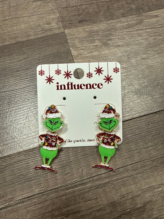 Mr Grinch earrings with Dangle legs