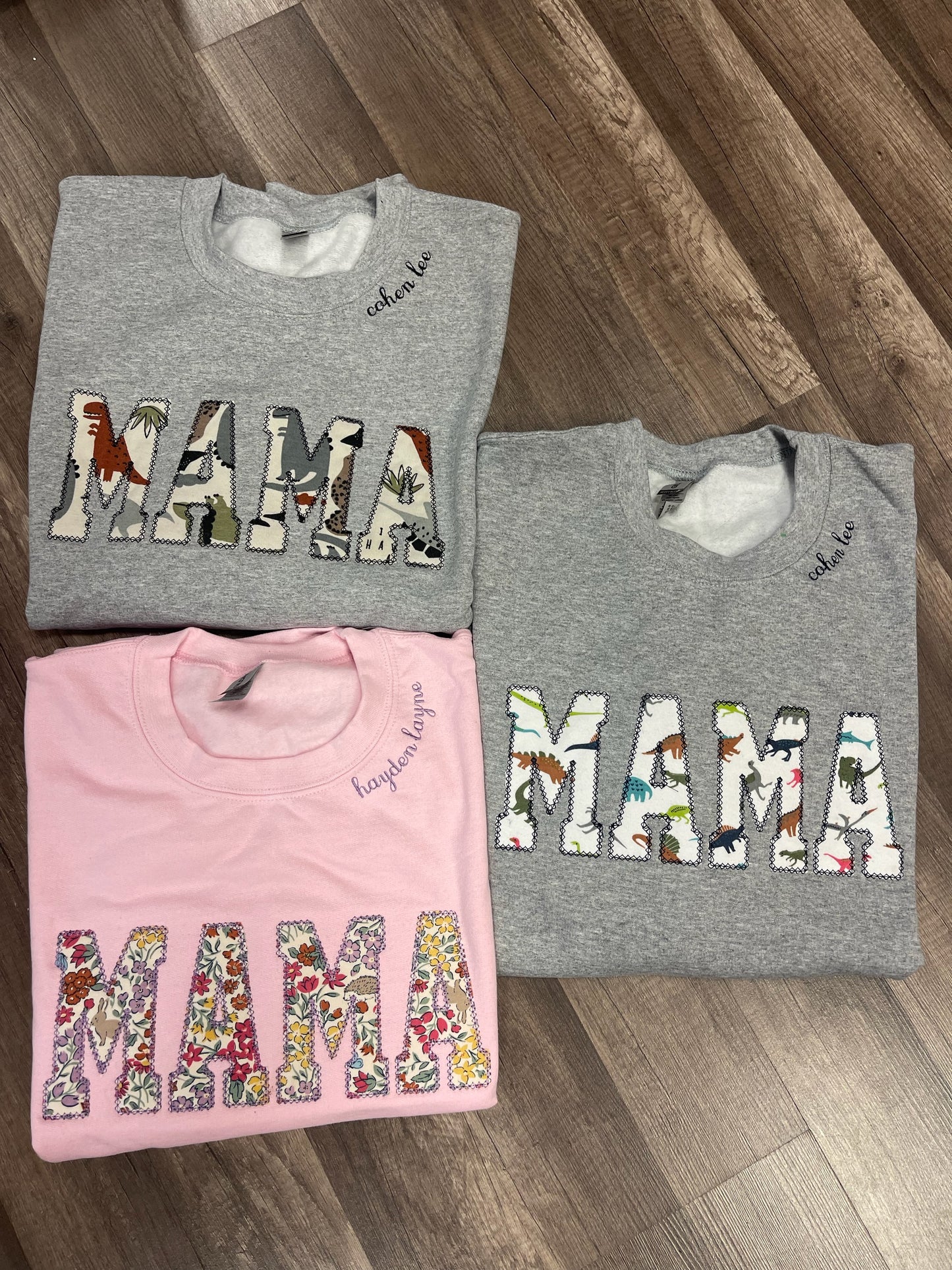 MAMA with baby clothes embroidered gildan sweatshirt