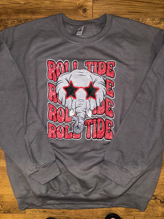 Roll Tide Faux Glitter Stacked Sweatshirt