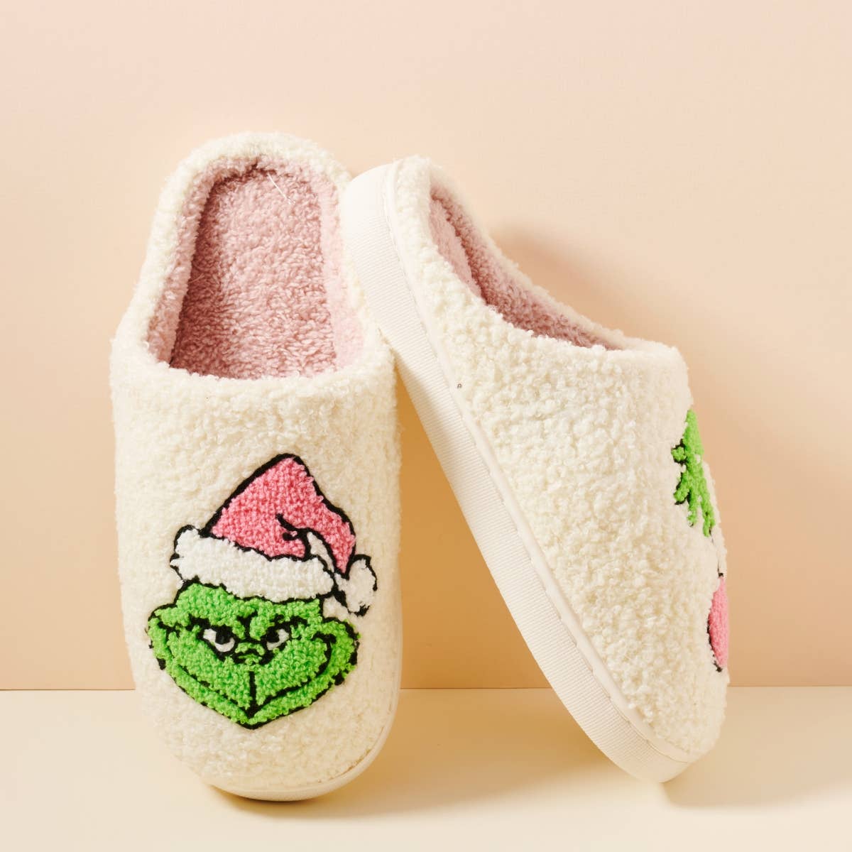 Christmas Grinch Home Slippers: Pink