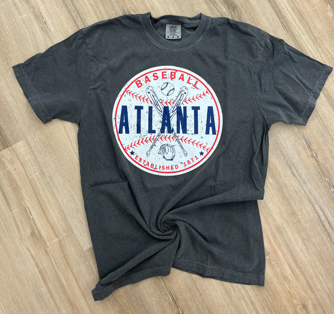 Atlanta Baseball Distressed Pepper Tee