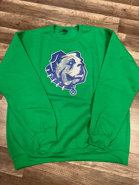 Harrison Hoyas New Mascot Embroidered Green Sequin Patch Sweatshirt