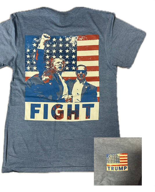 Trump Fight Tee Denim Distressed Tee