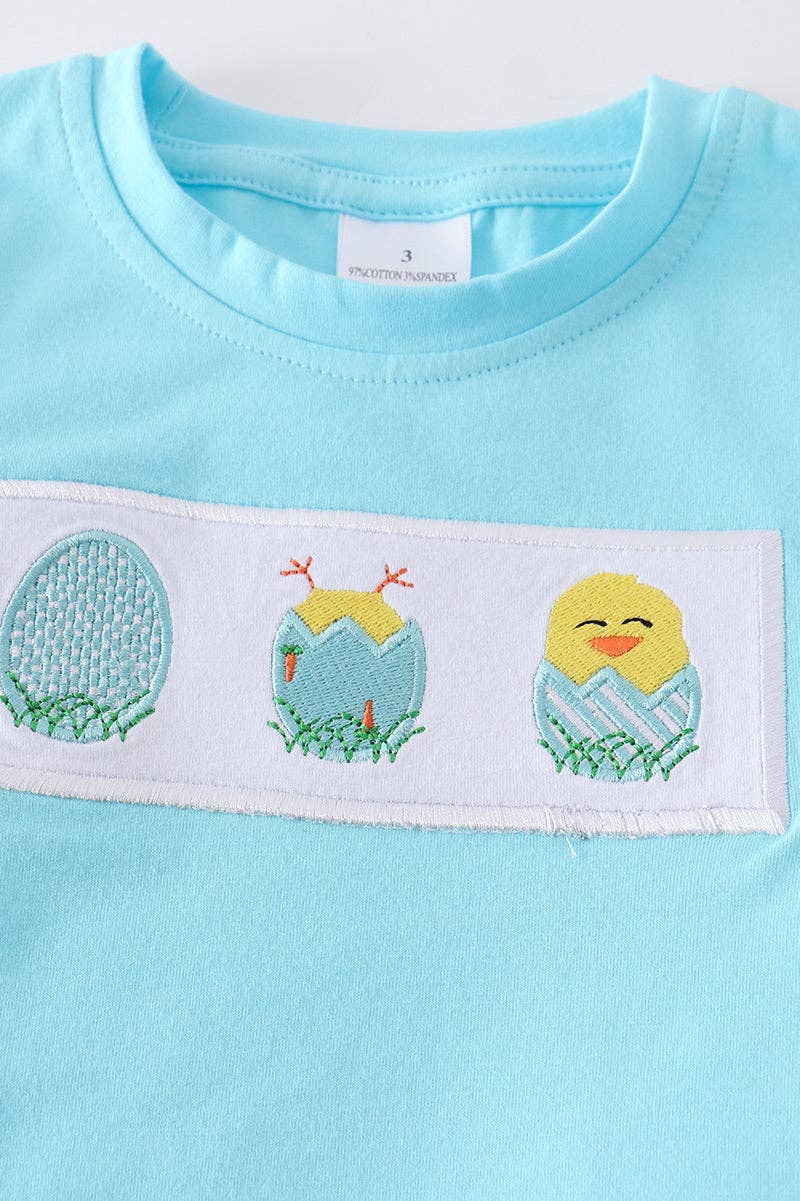Blue Chicked Smocked Boy Set