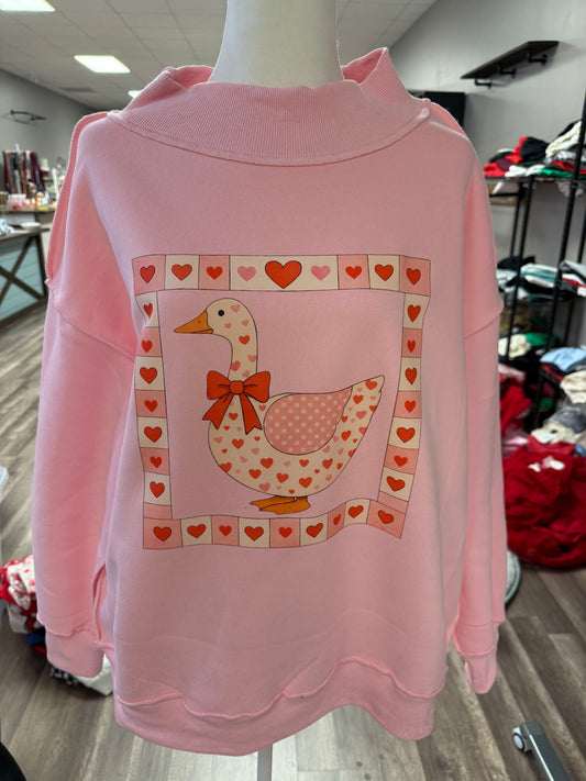 Heart Pink Goose Pink Oversized Mockneck