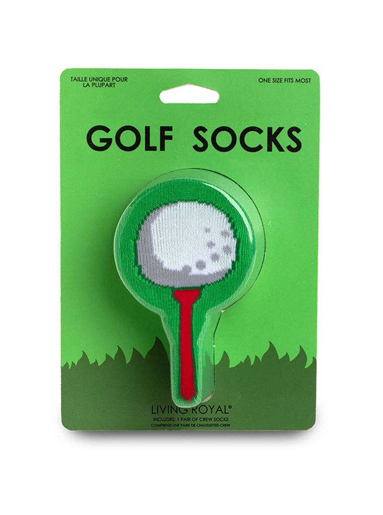 3D Packaged Crew Socks - Golf Ball on Tee - Green