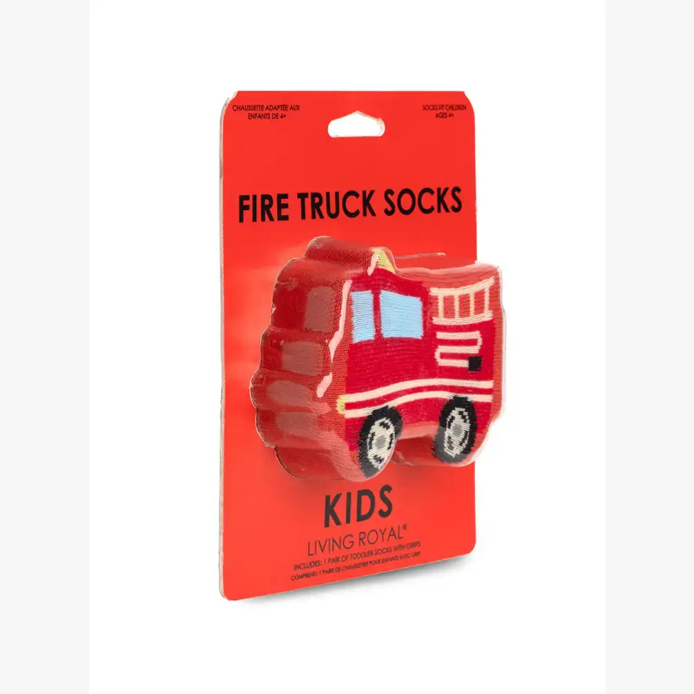 3D Packaged Crew Socks - Kids - Fire Truck - Red