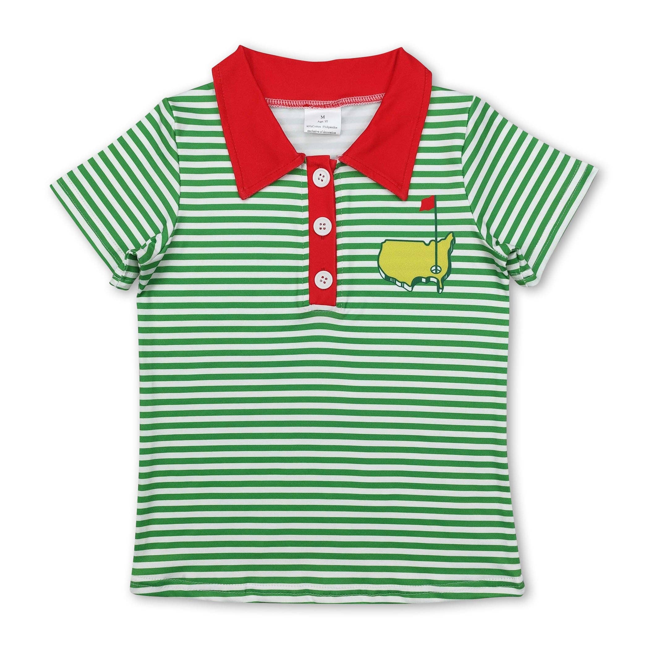 Short sleeves green stripe golf kids boys polo shirt: Boy shirt