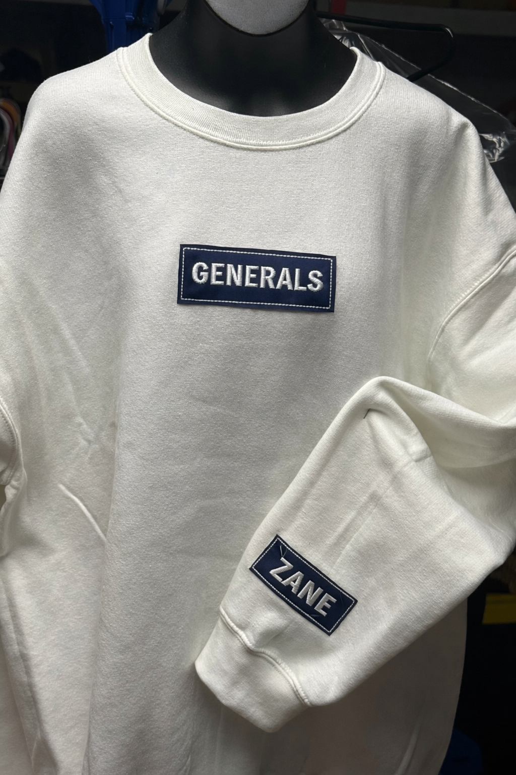 CUSTOM with name on the sleeve PATCH sweatshirt embroidered