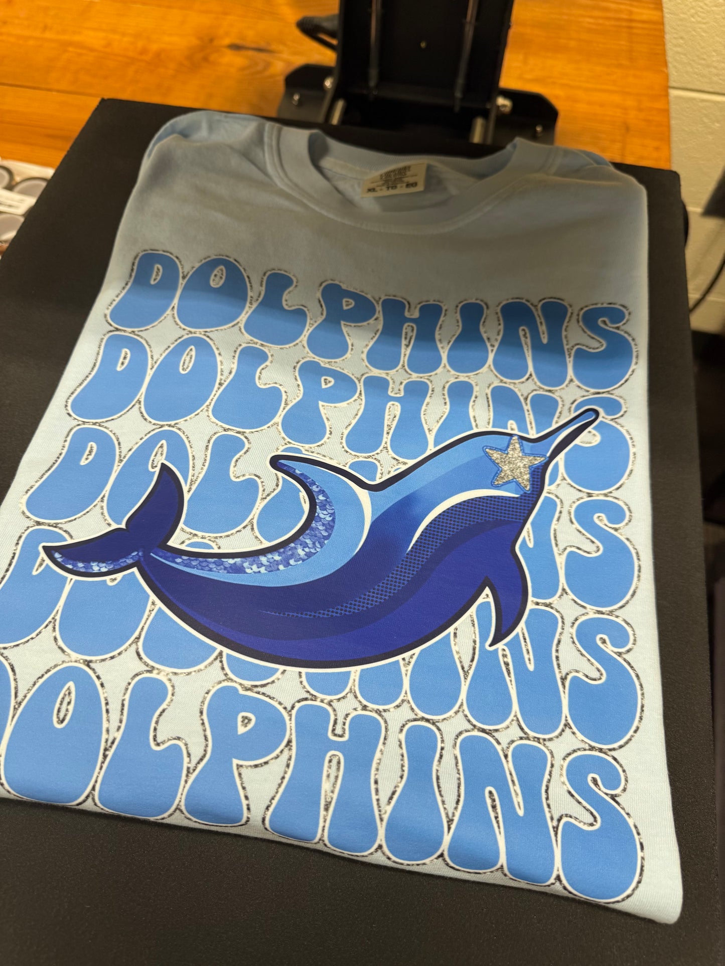 Nebo Dolphins Mascot Blue Stacked