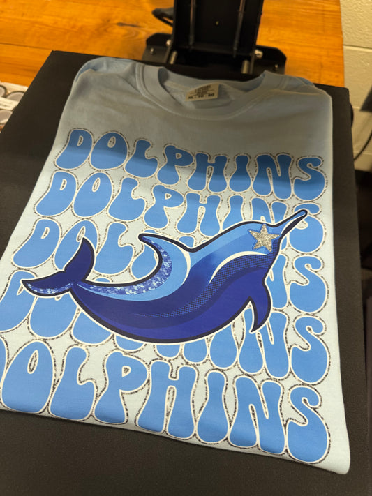 Nebo Dolphins Mascot Blue Stacked