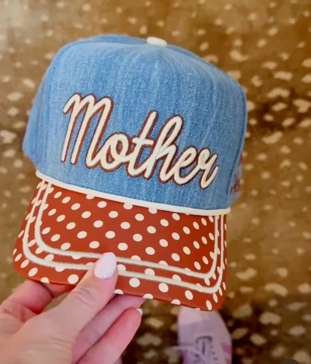 MOTHER Blue Jean Polka Dot Trendy Hat