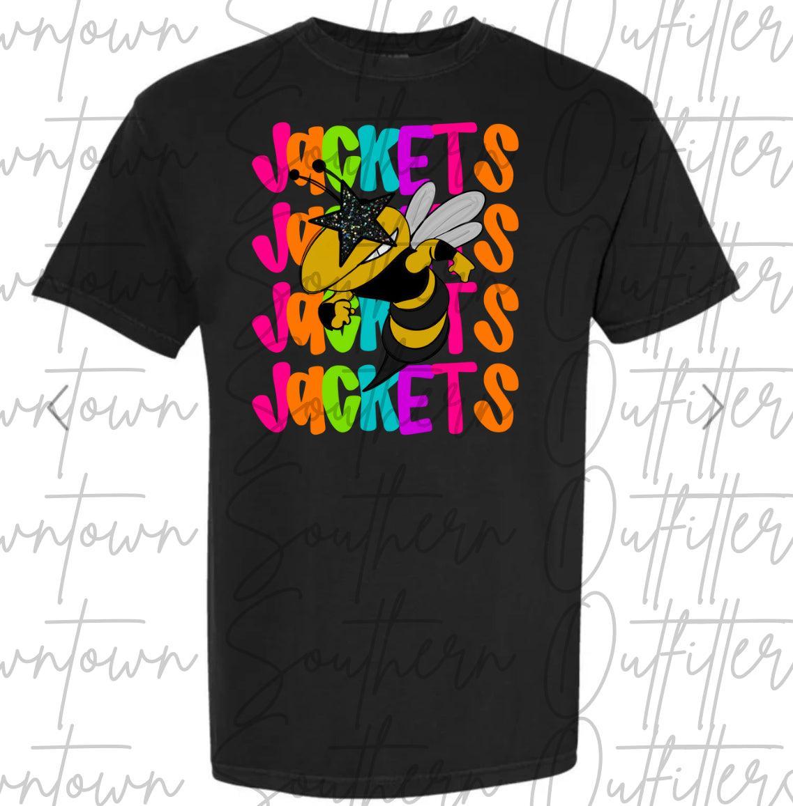 Jackets Multi Color Neon Stacked Black Tee