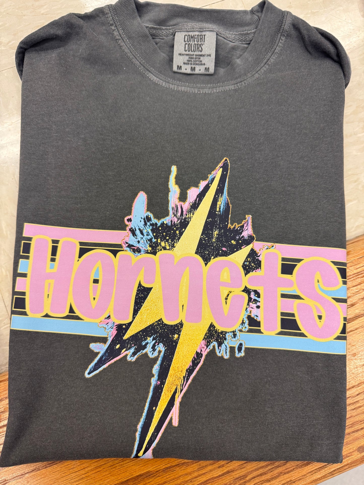 Hornets Retro Lightning bolt on dark grey