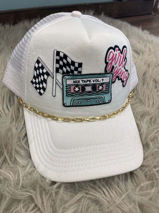 Mixtape girl gang patch trucker foam hat