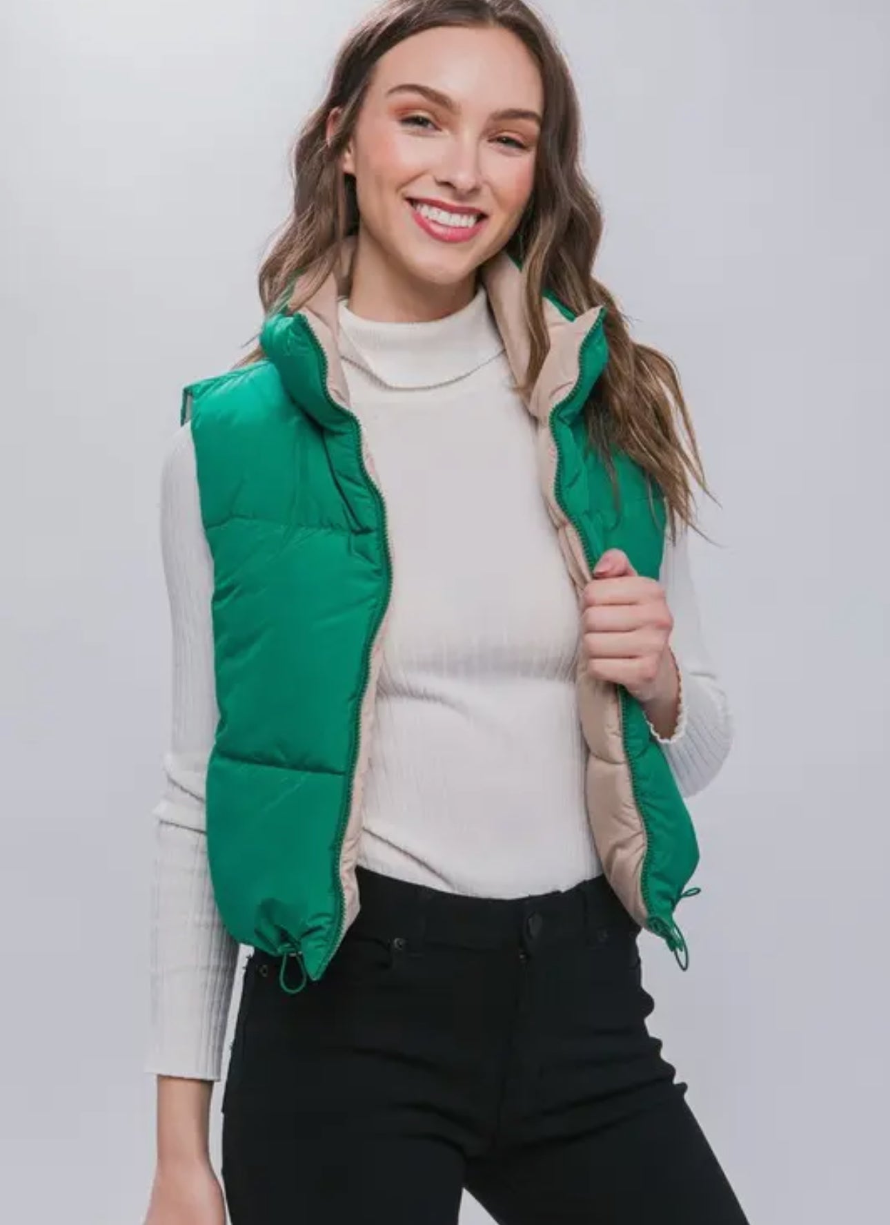 Kelly Green Puffer Reversible Vest