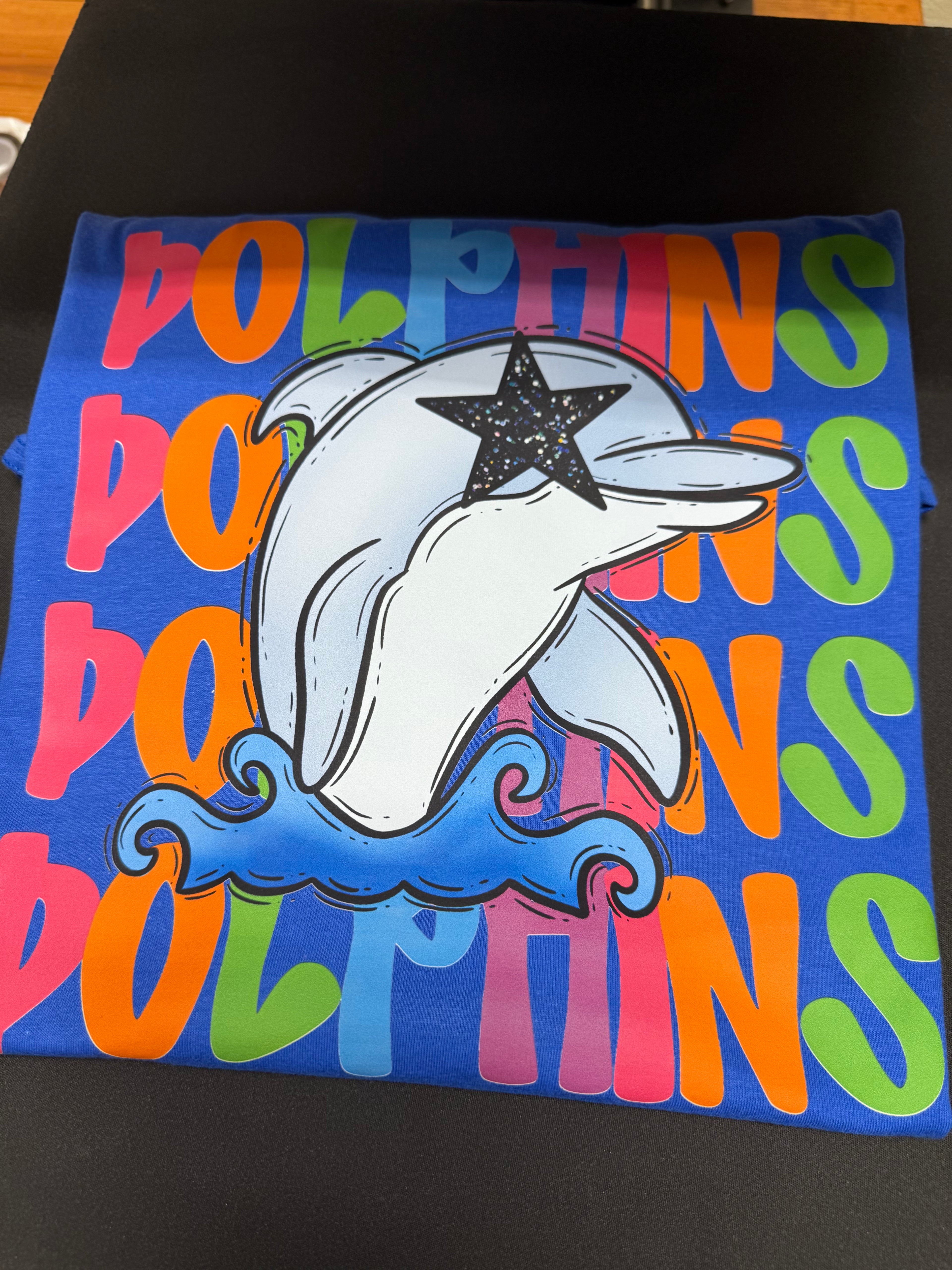 Nebo Dolphins Colorful Mascot Stacked