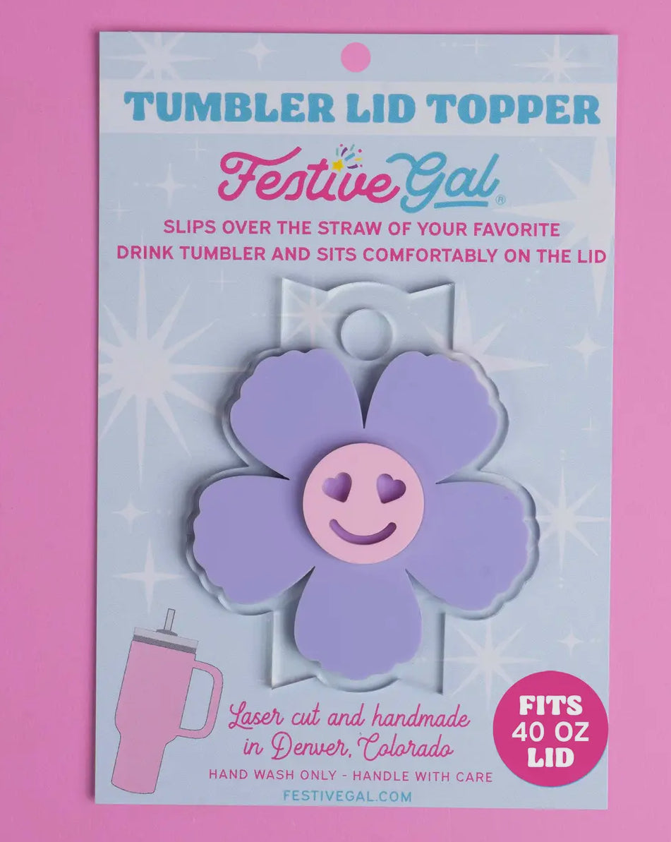 Purple Daisy Smiley Stanley Topper 40oz